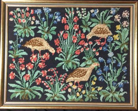 Medieval French Tapestry: Pheasants & Flowers Detail - Tapestries - Textiles & Fabrics