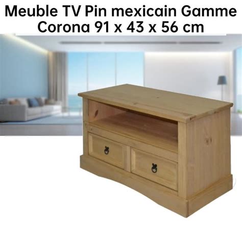 Ces Meuble Tv Pin Mexicain Gamme Corona X X Cm Pin Massif Pt