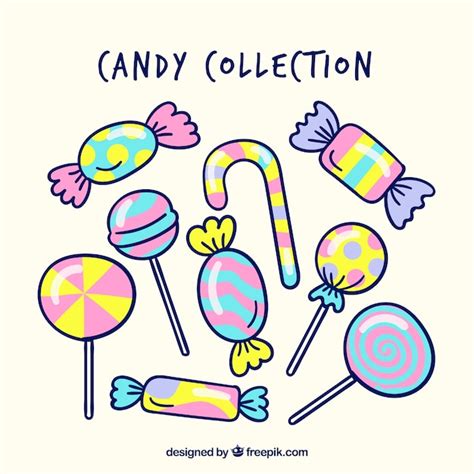 Free Vector Colorful Candies Collection In Hand Drawn Style