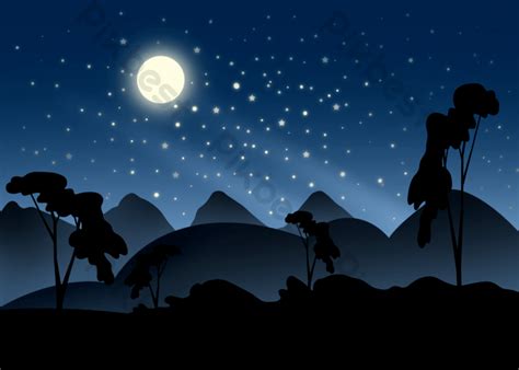 Mountain Forest Background Night Moon | PSD Free Download - Pikbest