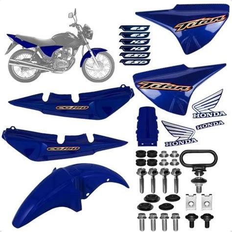 Kit Carenagem Titan 150 Azul 2005 Ks Es Esd Adesivos Parafusos C