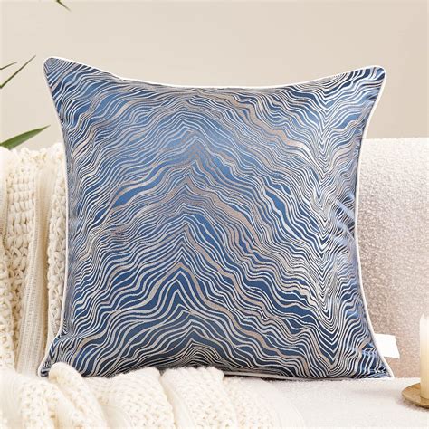 Avigers 18 X 18 Inches Light Blue Silver Peacock Feathers Cushion Cases Luxury Throw