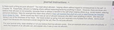 Solved Is there such a thing as pure altruism? You read | Chegg.com