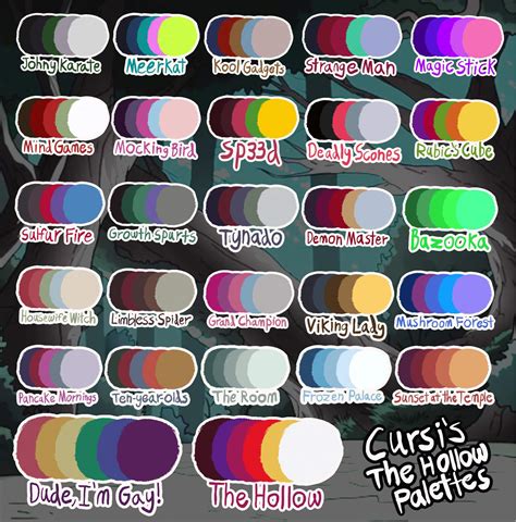 A Revamped Collection Of Color Palettes From The Hollow The Hollow Community Amino