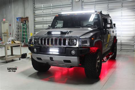 Hummer H Custom Lighting Installation Light Bars Under Glow And Recon