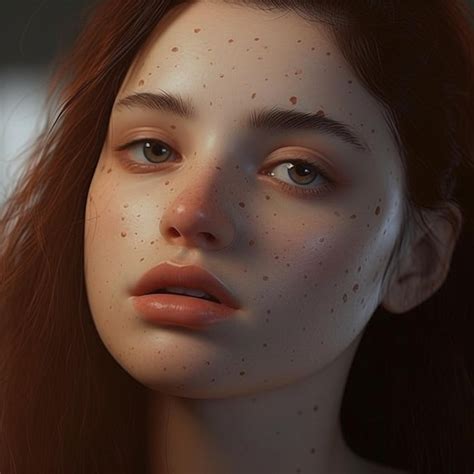 Premium AI Image | a model with a freckles on her face