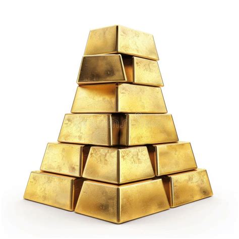 Stack of Shiny Gold Bars Forming a Pyramid Structure on White ...