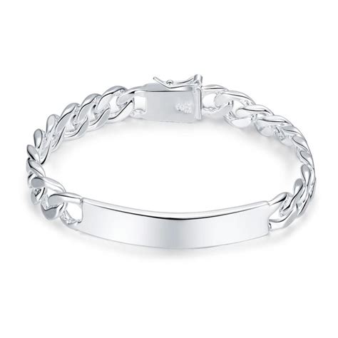 Gourmettes pour hommes à personnaliser Bracelet en argent plaqué 925