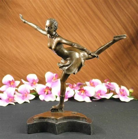 SIGNED ICE SKATER Art Deco Bronze Statue Figure Sculpture Hot Cast Deco PicClick AU