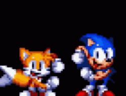 Pixelated Sonic The Hedgehog And Tails Happy Dancing GIFDB