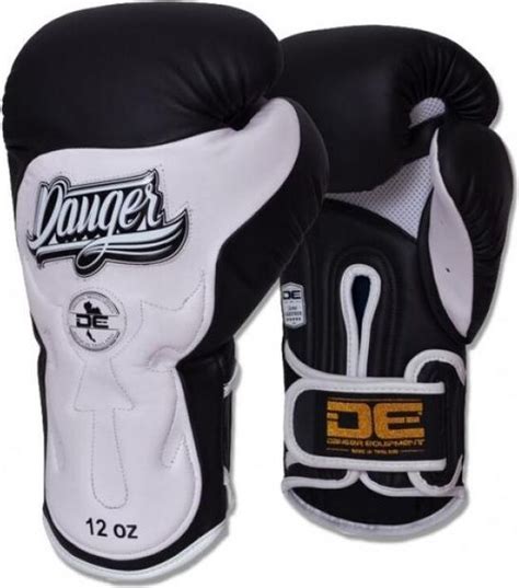 Danger Boxing Glove Ultimate Fighter Leather Black White Zwart