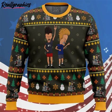 Beavis And Butthead Rock On Ugly Christmas Sweater Reallgraphics