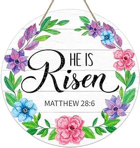 Amazon He Is Risen Decor Sign Wreath For Front Door Religious