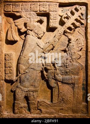 Ancient Mayan Bas Relief Carvings And Sculpture Located On The Palace