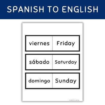 Days of the Week in Spanish, Días de la semana, Bilingual Flashcards