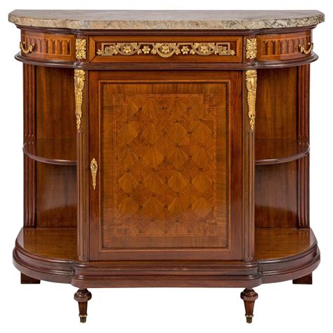 19th Century French Louis XVI Mahogany And Gilt Brass Inlaid Buffet For