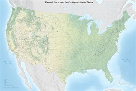 Tom Pattersons Physical Map Of The Contiguous United States The Map Room