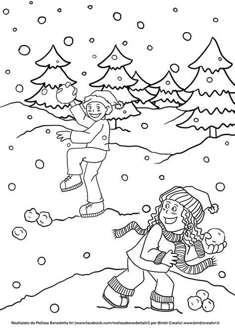 Disegno Inverno Bambini Che Giocano A Palle Di Neve Bimbi Creativi