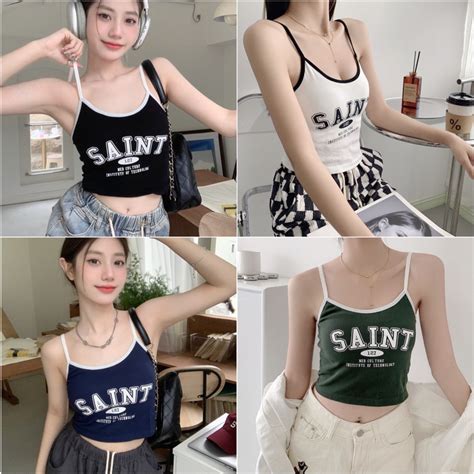 Áo Bra Nữ Dây Mảnh Mút Ngực Đa Sắc Màu Trơn In Chữ Mềm Mại Hot Trend Myna A Shopee