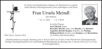 Traueranzeigen Von Ursula Meindl Trauer Merkur De