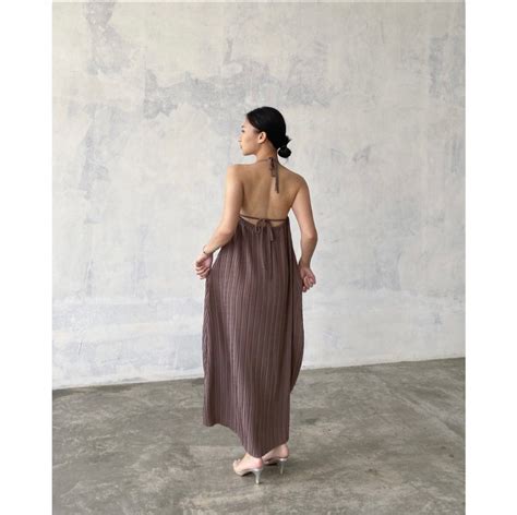 Preloved Dear Daphne Ulu Maxi Dress In Choco Fesyen Wanita Pakaian