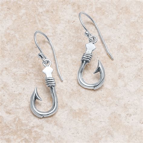 Island Fish Hook Earrings in Sterling Silver