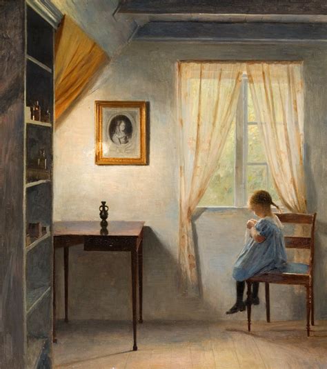 Peter Ilsted En Lille Pige Der Syr Ca 1900 Rkmm0084 Ribe