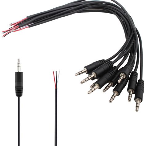 Vissqh Pcs Mm Male To Bare Wire Open End Trs Pin Audio Plug For