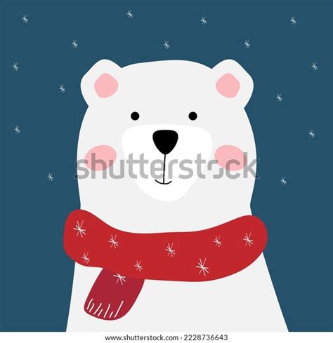 Cute Polar Bear Red Scarf Vector Stock Vector Royalty Free 2228736643