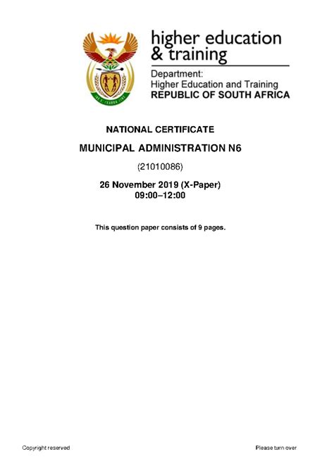 N6 Municipal Administration Lecturer Guide - Municipal Administration N