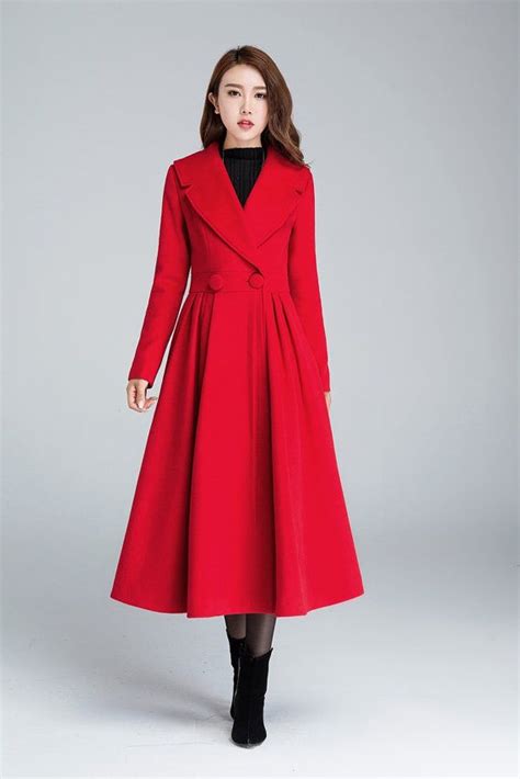 Wool Princess Coat Dress Coat 1950s Vintage Inspired Swing Coat Long