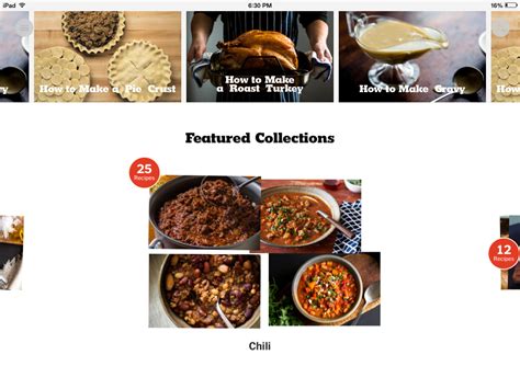 NYT Cooking – Recipes from The New York Times | TabPatterns: Tablet UI Patterns