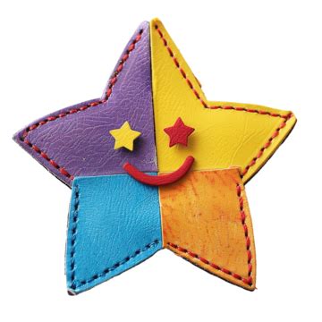 Estrela Colorida Carinha Sorridente Para Artesanato Infantil Png