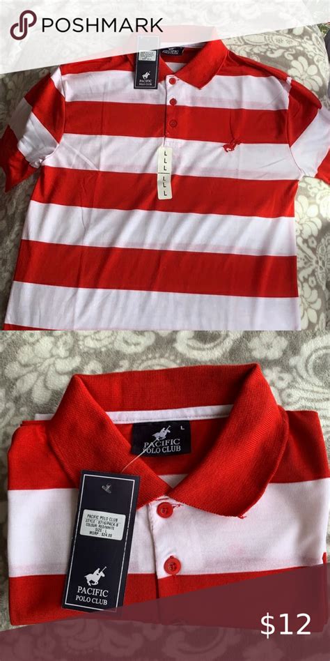 Pacific Polo Club 👕 Redgray Striped Club Red Polo Club Club Shirts