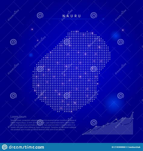 Mapa Iluminado De Nauru Con Puntos Brillantes Fondo De Espacio Azul