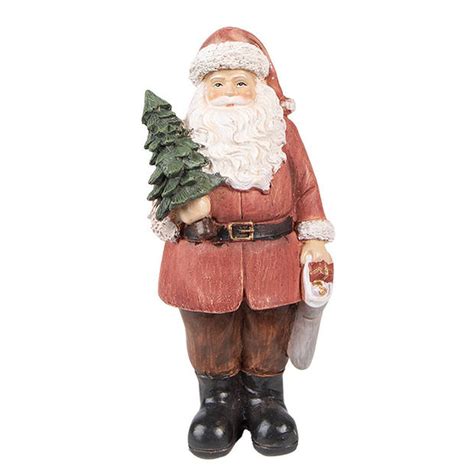 Clayre Eef Beeld Kerstman Cm Rood Polyresin Kerstfiguren Rood