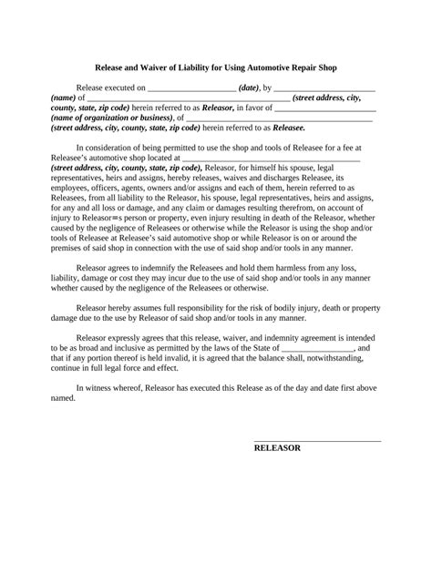 Waiver Injury Form Template Fill Out Sign Online DocHub