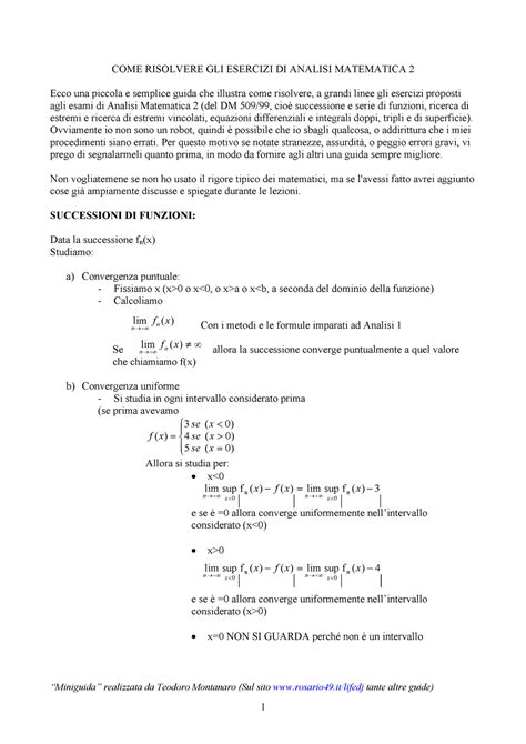 Risoluzione Tutti Esercizi Analisi Ii Come Risolvere Gli Esercizi Di