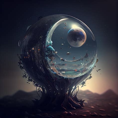 Premium Ai Image Fantasy Alien Planet In A Surreal Space 3d Illustration