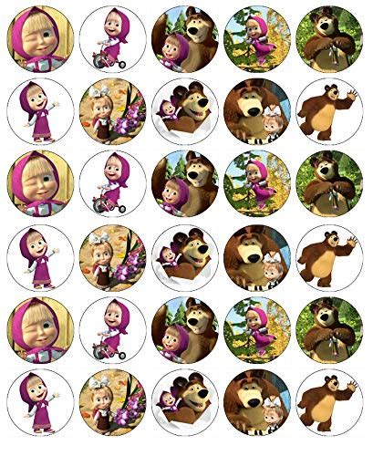 Buy 30 Masha And The Bear Cupcake Toppers Edible Wafer Paper Fairy Cake