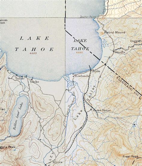 Lake Tahoe Area 1895 Old Topographic Map USGS Custom Composite - Etsy