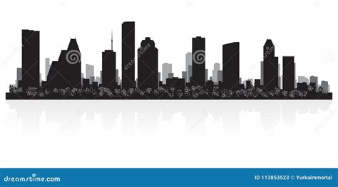 Houston Texas City Skyline Silhouette Stock Vector - Illustration of ...