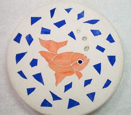 Pink Fish Stepping Stone - Stained Glass Stepping Stone - Dean's Stained Glass