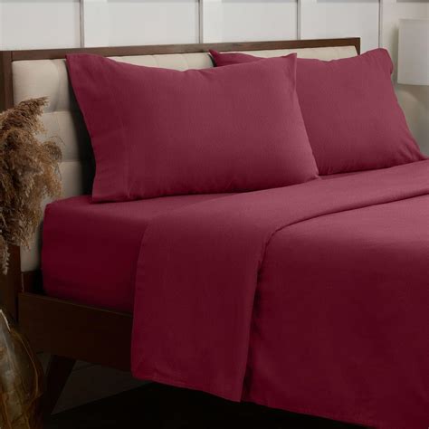 Mellanni Organic Cotton Flannel Sheets Queen Size Pill Wrinkle And Shrink Resistant Burgundy