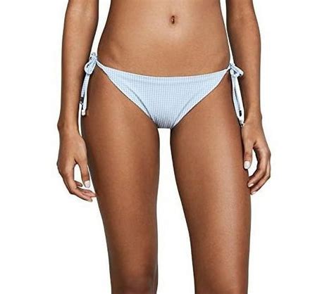 Shoshanna Blue Mini Gingham String Bikini Swim Bottom Us Medium