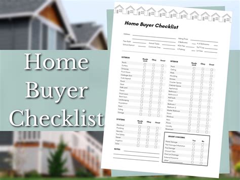 Printable Home Buyer Checklist For Property Inspection Instant Download