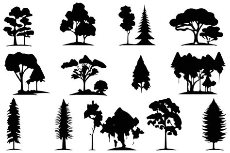 trees and forest silhouettes set isolated vector illustration 20920083 ...