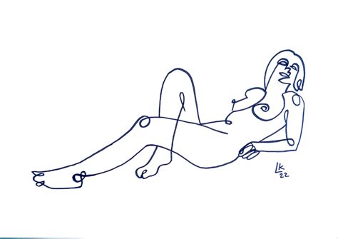 Nude woman one line art von Lada Kholosho 2022 Zeichnungen Füller