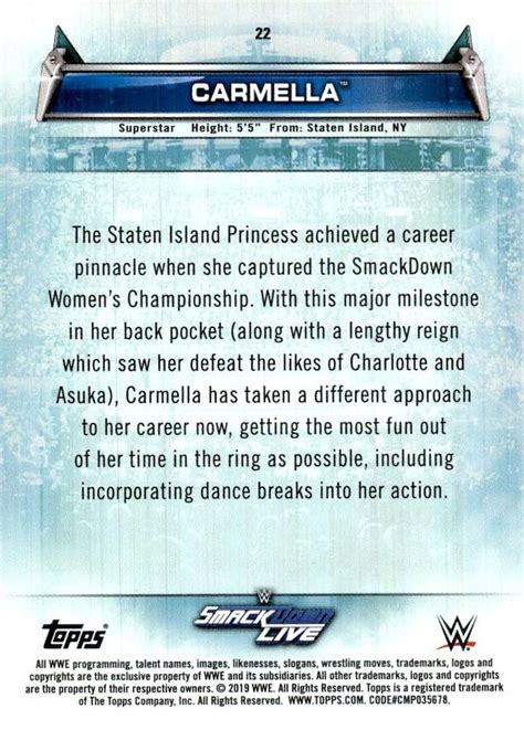 2019 Topps WWE Women S Division 22 Carmella Trading Card Database