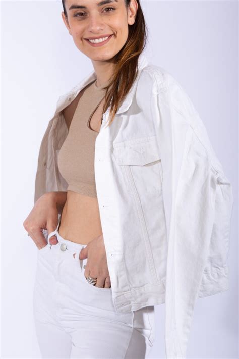 Campera De Jean Bordada Blanco Tits